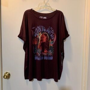 Terra & Sky Janis Joplin Kosmic Blues Burgundy Purple T-Shirt - 3X 24W-26W NWT